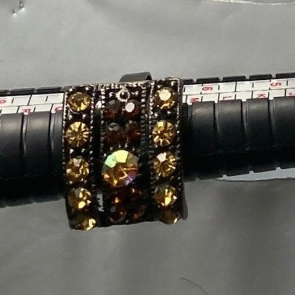 Women's Ring‎ Brown Rhinestone Statement Band Ring Size 7